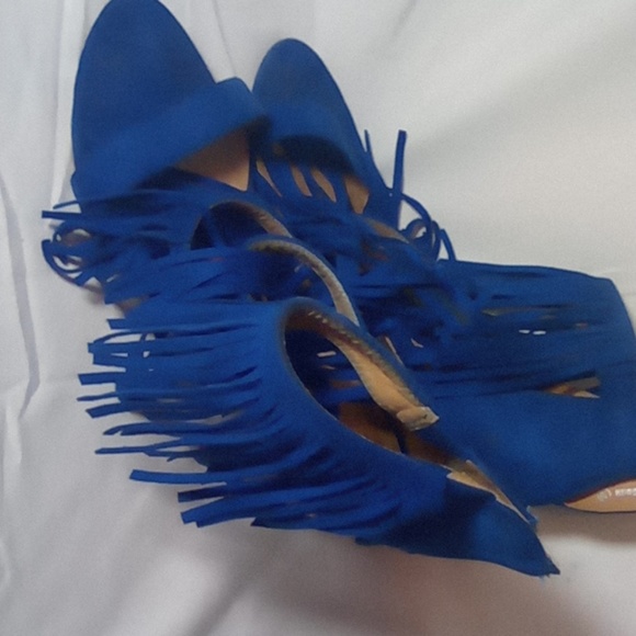 Blue Tassel shoes suede size 10 - Picture 2 of 4